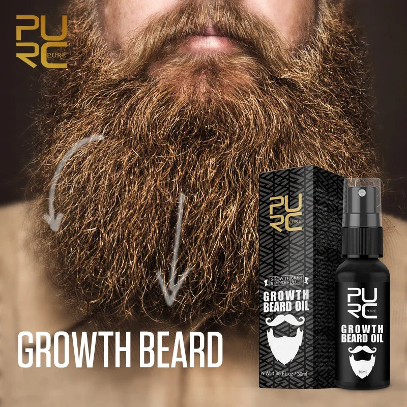 PURC Beard Growth Spray Essential Oil Beard Growth Oil For Men Thicker Full Attractive Hair Growth Beard Oil Care Beauty...