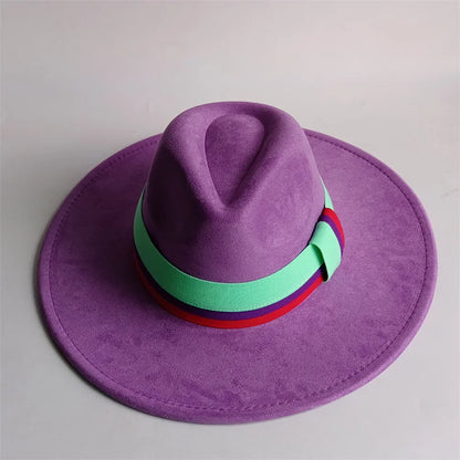 Grayish Brown Suede Hat Wide Brim 2026 NEW Fedora Hat Men Women Autumn Winter Felt Hats Classic Church Fedoras Chapeau...