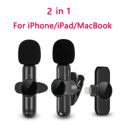 K61 Wireless Lavalier Microphone Audio Video Recording Mini Mic For iPhone iPad Android Laptop Live Gaming Smartphone Microphone - Kimlud