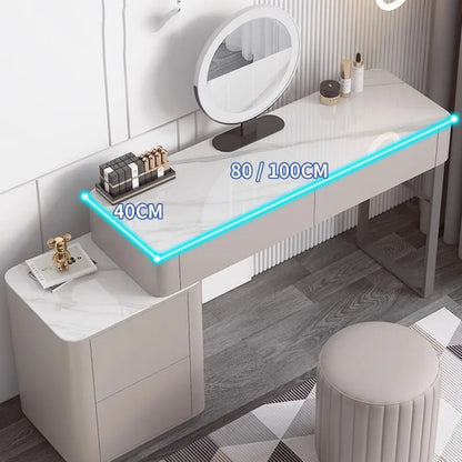 Luxury Led Light Dressing Table Mirror Grey Bedroom Girls Dressing Table Drawer European Makeup Comodas Con Cajones...