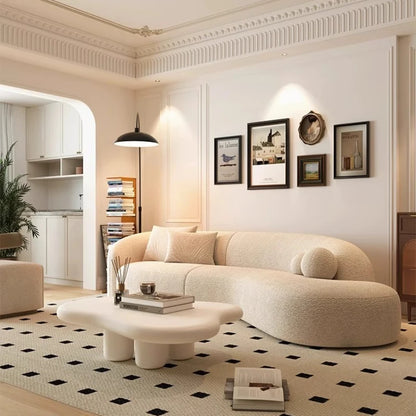 Italian minimalist moon arc Nordic lamb wool living room clothing store Internet celebrity reception fabric sofa - Kimlud