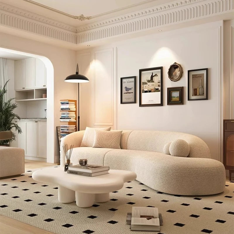 Italian minimalist moon arc Nordic lamb wool living room clothing store Internet celebrity reception fabric sofa - Kimlud