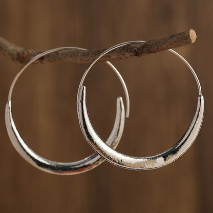 Fashion Concise Design Silvery Plated Hoop Earrings for Women's Vintage Party Vacation Jewelry Accessories Perfect...