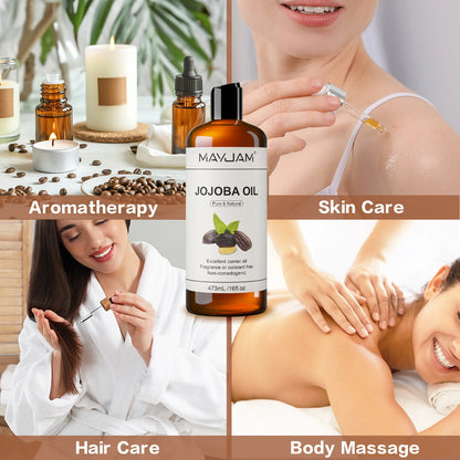 MAYJAM USDA Organic Jojoba Oil Moisturizing for Face, Hair, Skin & Nails Pure Natural Cold Pressed Grapeseed Sunflower Seed Oil