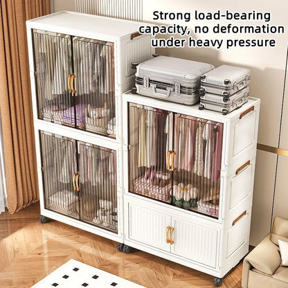80cm no-installation folding storage cabinet, bedroom children's wardrobe, multi-layer storage box with wheels - Kimlud