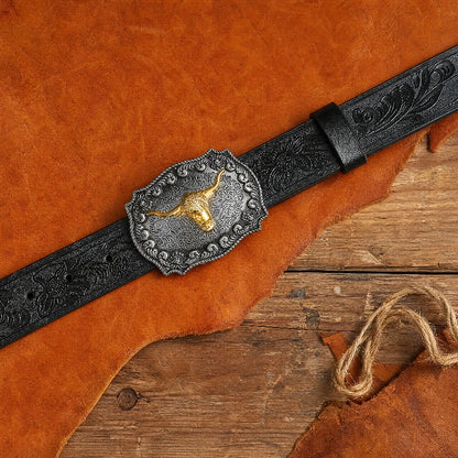 New Men's Western Cowboy Belt - Cool Handsome Black PU BELT Material Embossed Design and Stylish Alloy Buckle Men Belt |...