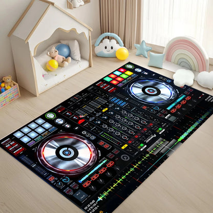Retro DJ Console Carpet Music Studio Pattern Mat Stylish Area Rug for Living Room Bedroom Home Decoration Home Rugs for Bedroom - Kimlud