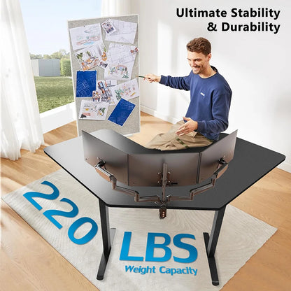 Height-adjustable Desk L Shaped Electric Standing Desk for Study Esports StandUp Corner Computer Desk Home Office Sit Stand Desk - Kimlud