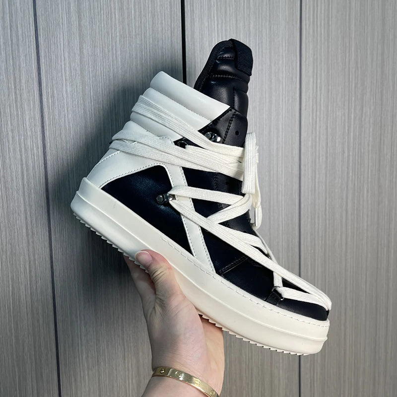 Men High Top Board Shoes Classic European  American Heavy Industry Trend Five Pointed Star with Fashionable Shoes