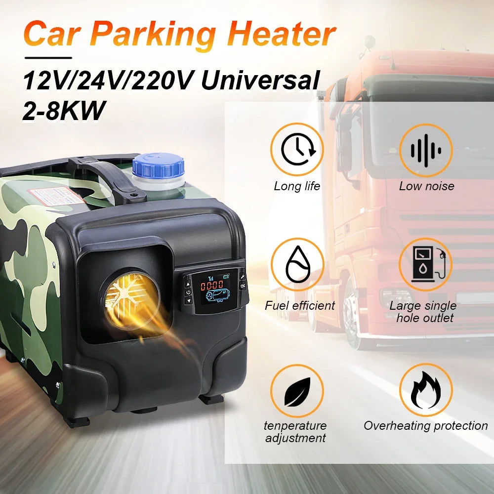 12V 24V 8000W Car Heater Air Diesel Heater Aluminum Shell Air Parking Heater Warmer Wireless LCD Remote Control Engine Preheater
