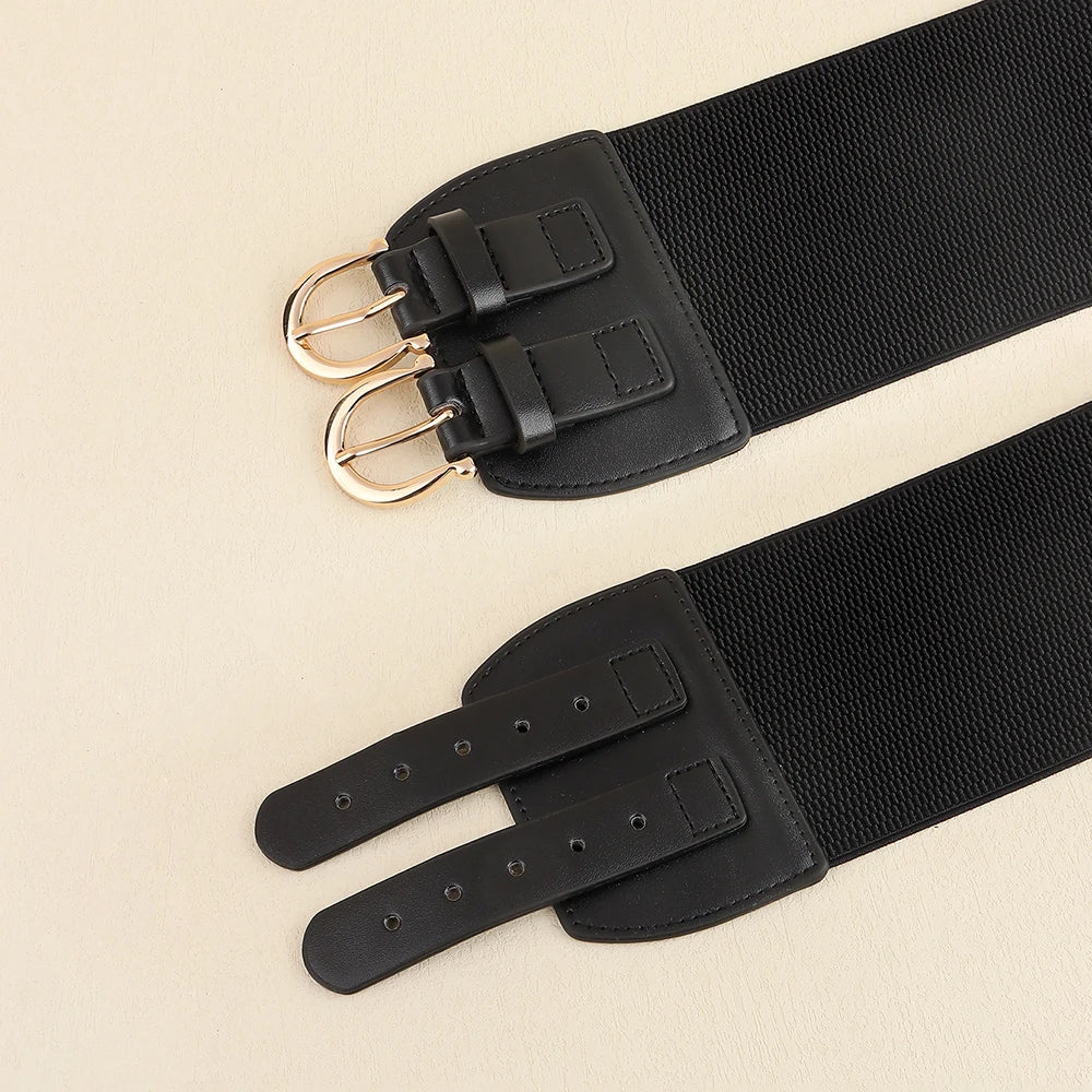 High sense retro pin buckle waist seal elastic elastic wide belt ladies fashion accessories