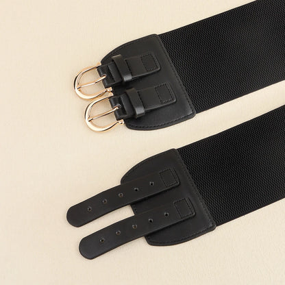 High sense retro pin buckle waist seal elastic elastic wide belt ladies fashion accessories