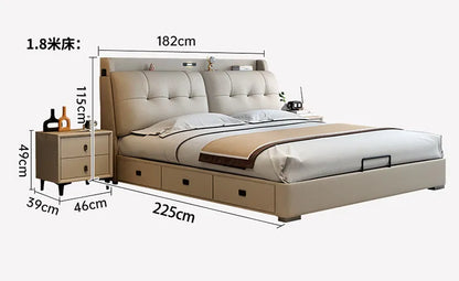 Double 1.8m Beds Storage Headboard Upholstery Minimalist Drawers Beds Frames Multifunctional Muebles Para El Hogar Furniture
