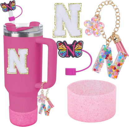 Accessories for Stanley Cup 40oz 30oz Letter Charms for Handle Silicone Boot,Straw Cover Topper & Sticker Charms
