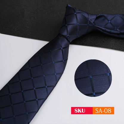 Luxury 8CM Mens Ties Necktie Solid Twill Stripes Plaids Ties For Man Groom Neck Tie For Business Party