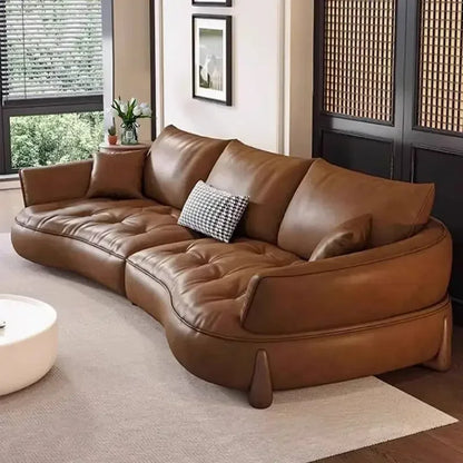 Wood Brown European Sofas Waterproof Armrest Luxury Floor Lounges Couch Puffs Nordic Designer Divani 2 Posti Unique Furniture - Kimlud