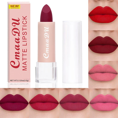 1pcsVelvet Matte Lipstick Waterproof Long-lasting Solid Matte Lip Gloss Non-Stick Cup Nude Pink Lipstick Sexy Cute Korean Makeup