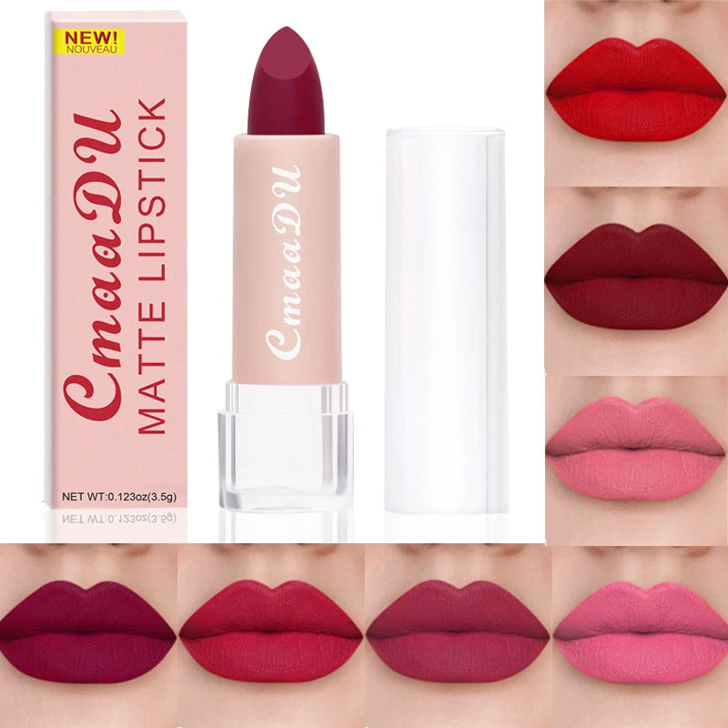 1pcsVelvet Matte Lipstick Waterproof Long-lasting Solid Matte Lip Gloss Non-Stick Cup Nude Pink Lipstick Sexy Cute Korean Makeup