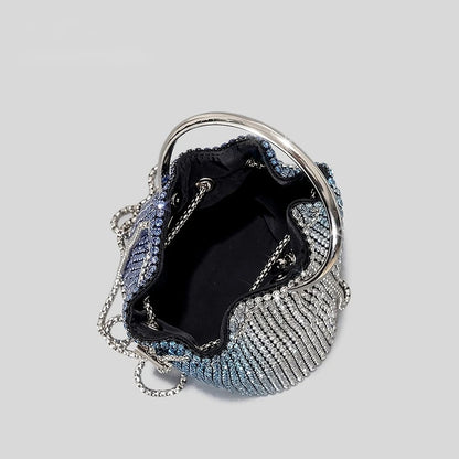 Diamond Tassel Evening Clutch Bag Round Handle Crystal Bucket Bag Luxury Designer Handbags Rhinestone Chain Wedding Party Bag - Kimlud