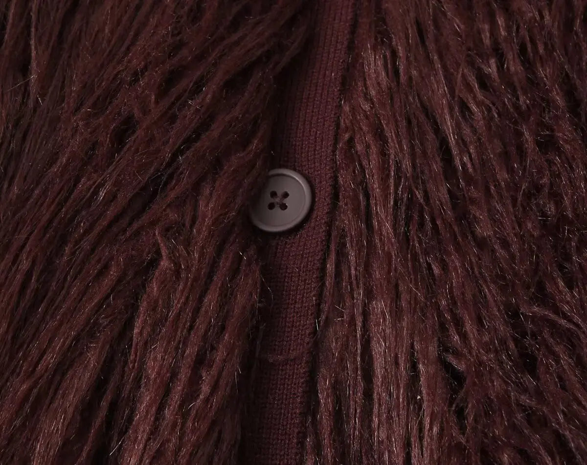 Faux Fur Knitted Short Coats Autumn And Winter Women Fashion O-Neck Jackets  2025 Elegant Office Ladies Casual Outerwear ﻿