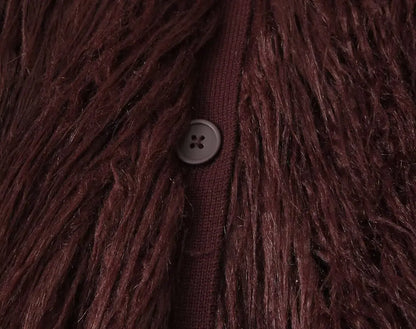 Faux Fur Knitted Short Coats Autumn And Winter Women Fashion O-Neck Jackets  2025 Elegant Office Ladies Casual Outerwear ﻿