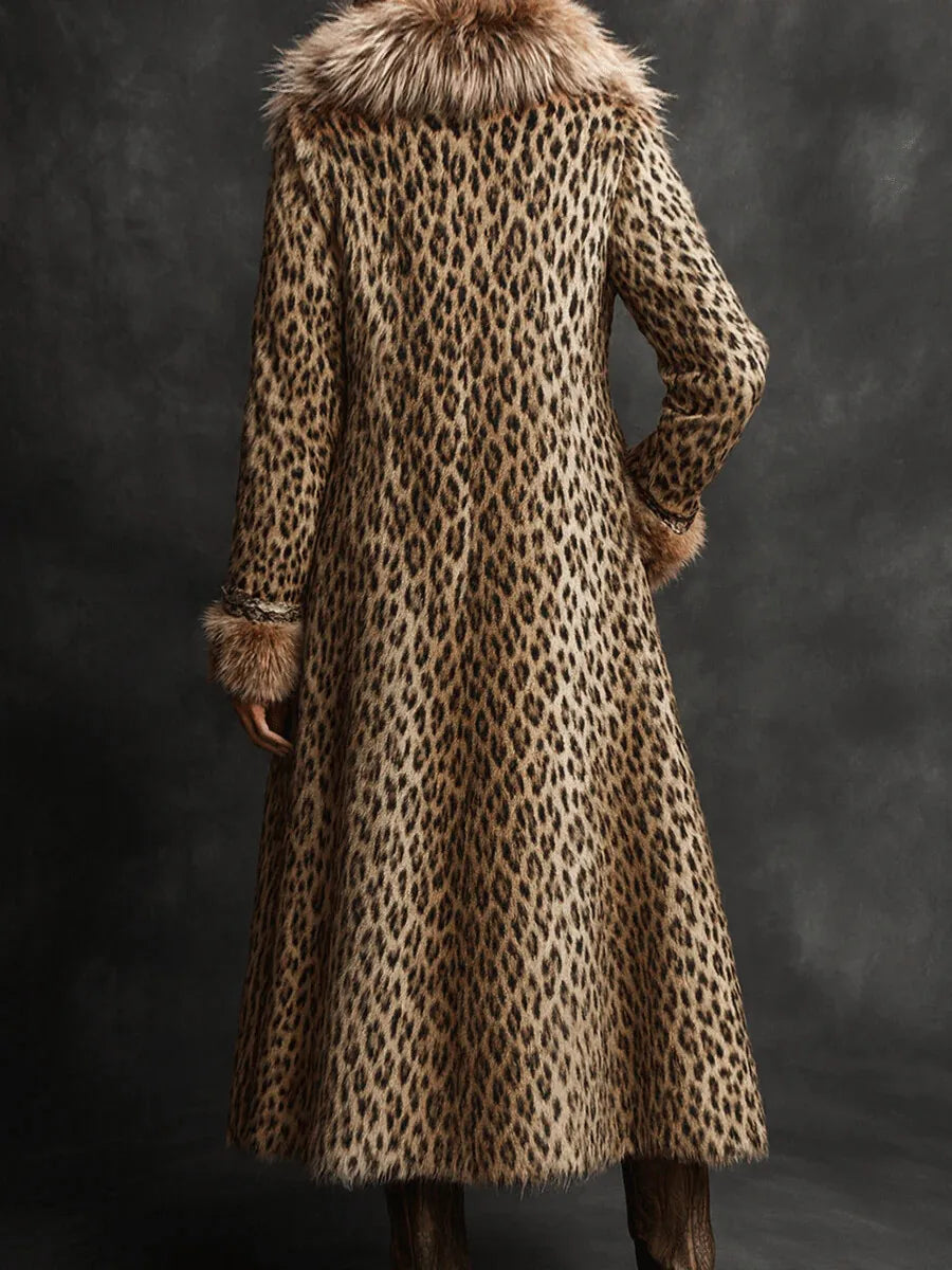 Daily Brown Turndown Collar Long Sleeve Contrast Vintage Faux Fur Coat | Kimlud Premium Shirt