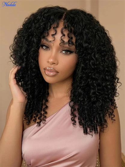Nadula 7x5 Bye-Bye Knots Burmese Curly Glueless Wig with Finger Coil Ends No Slip Put On and Go Spiral Curls Human Hair Wigs