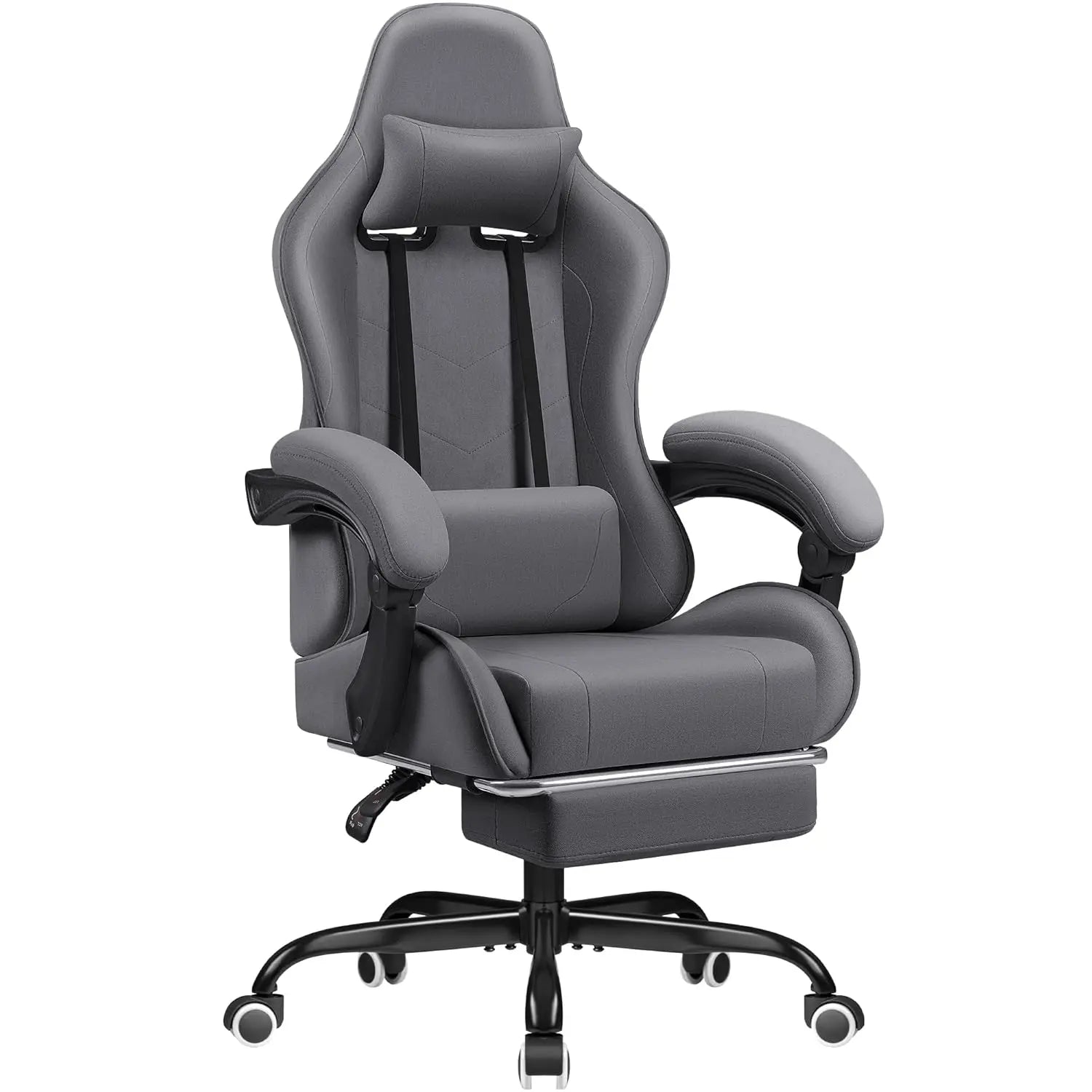 Gaming Chair Fabric with Massage Lumbar Support, Ergonomic Racing Video Game Chair with Adjustable Footrest and, Customized