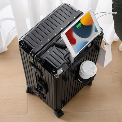30/32-inch Large Size Luggage Multifunctional Cup Holder and Mobile Phone Holder Aluminium Framed Travel Suitcases Trip Cabin - Kimlud
