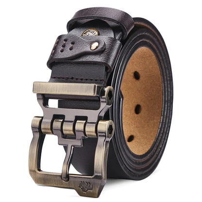 BISON DENIM Men Belt High Quality Leather Belt For Men Genuine Leather Strap Luxury Pin Buckle Fancy Vintage Jeans Belt For Men - Kimlud