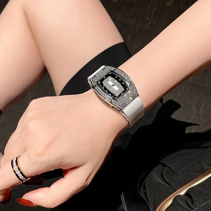 New Fashion Women Crystal Tonneau Watches For Woman Silicone Jelly Quartz Watch Students Gifts Reloj Mujer Ladies Wrist Watches
