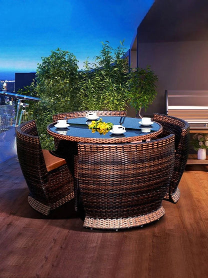 Modern Outdoor Wicker Dining Chair Set For Restaurant And Garden Patio Rustic Rattan Furniture For Outdoor Table Sofa - Kimlud