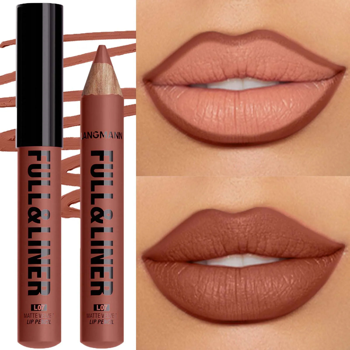 Waterproof Matte Lipliner Pencil Brown Contour Tint Lipstick Pen Long Lasting 12 Color Wooden Lip Liner Pencil Full-lip Makeup