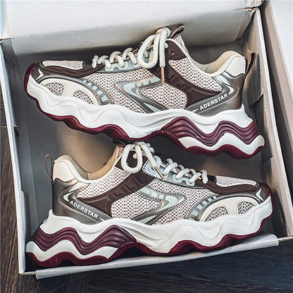 Chunky sneakers four seasons breathable lightweight racing running soft sole comfort non slip fashion student speed sports shoes