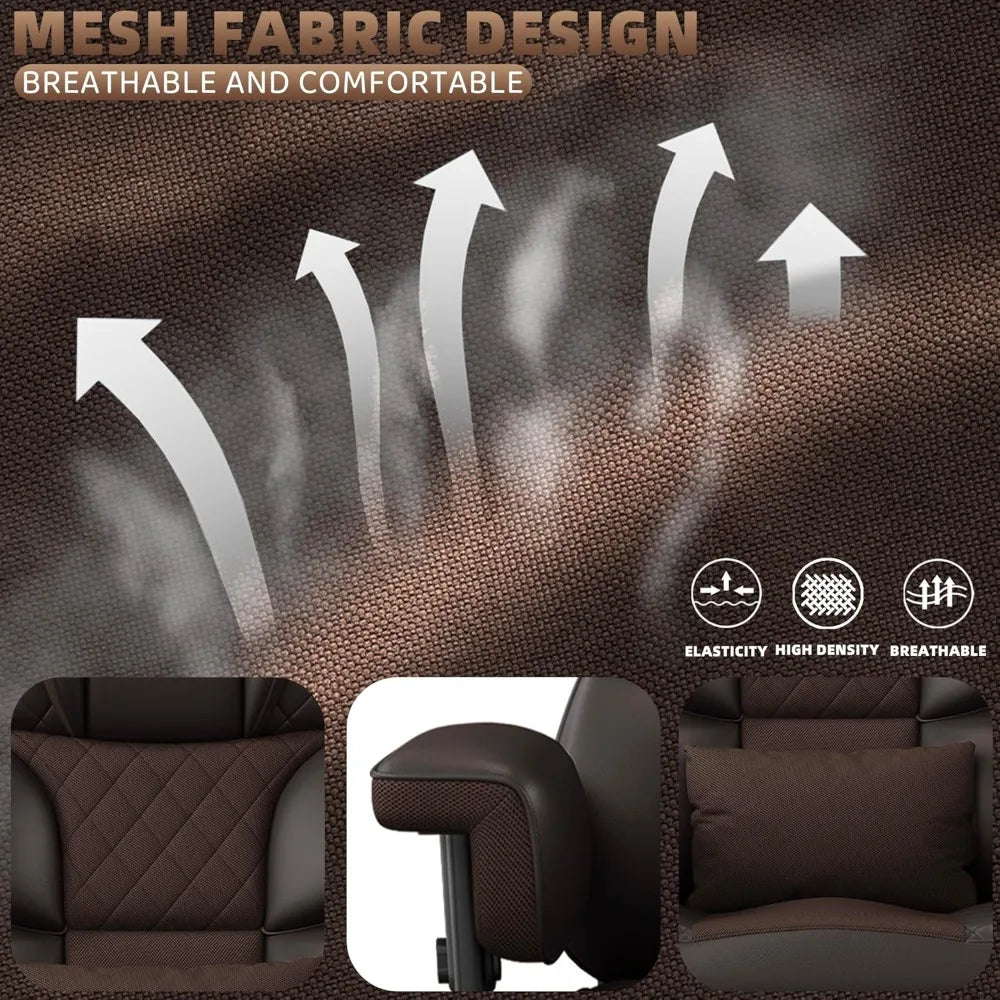 Big and Tall Office Chair, Computer Chair with Soft Adjustable Armrests, Ergonomic High Back Gaming Chair with Lumbar Support
