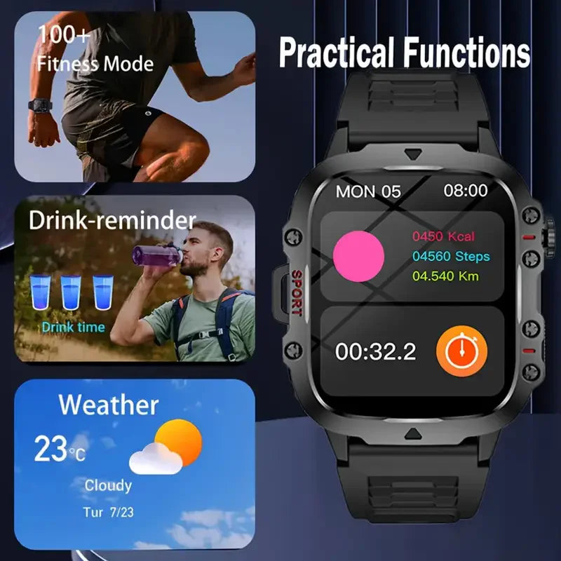 2025 New Men Women Smart Watch Flashlight 1.81” HD Display AI Voice Bluetooth Call Sports Watches Health Monitor Smartwatch Men