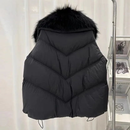 OFTBUY Large Real Raccoon Fur Jacket Knit Sleeve Real Fur New Winter Puffer Jacket Women White Duck Down Coat Oversized Feather