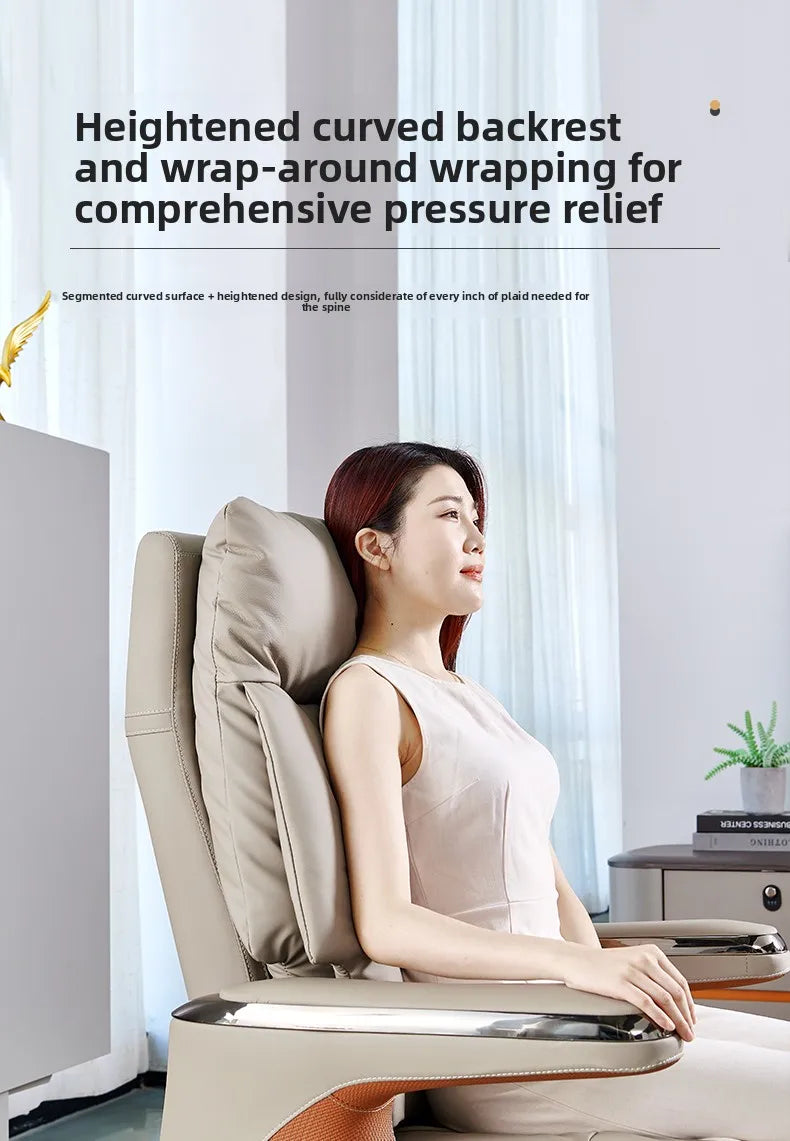 Electric Massage Boss Chair Heated Ventilated Gaming Chair Genuine Leather Executive Computer Seat Luxury Ergonomic Office Chair