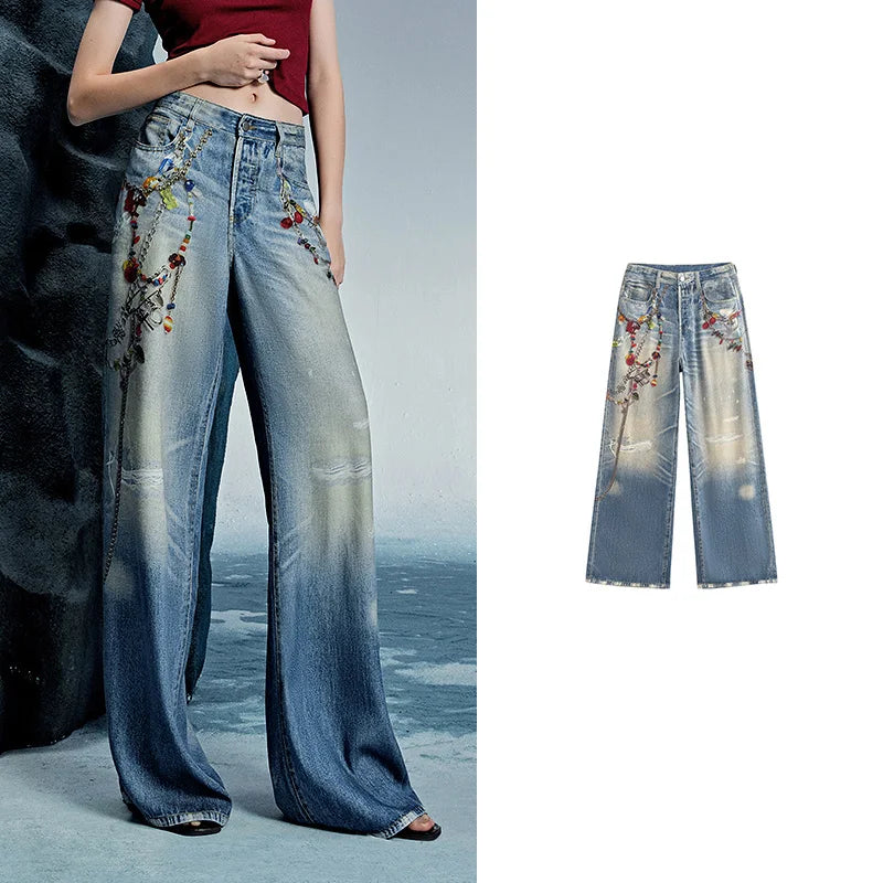 TOYOUTH Women Denim Jean 2025 Spring New Long Pants 8518053 | Kimlud Office Luxury Pants