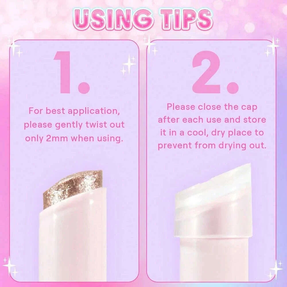 PAGE VINE Crystal Jelly Highlighter Eyeshadow Stick Shiny Multi-colored Pearlescent Shimmer Lip Balm Sparking Shine Face Makeup