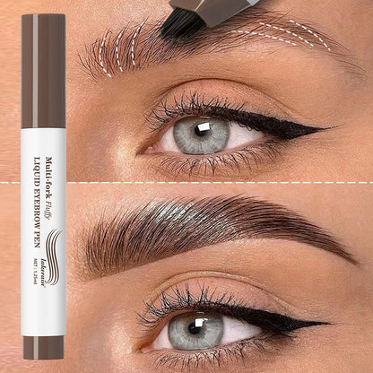 Long Lasting 4D Eyebrow Pen Multi Forks Liquid Pen Tip Fine Sketch Liquid Tattoo Brow Waterproof Precise Makeup