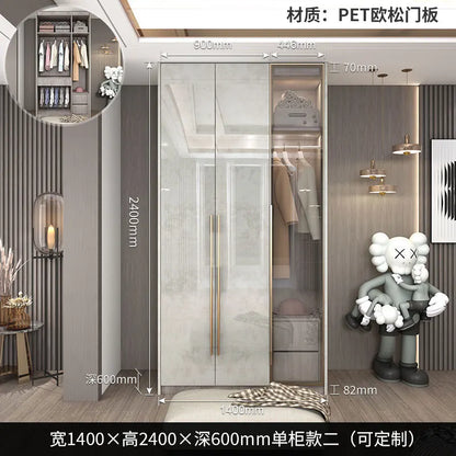 Support Storage Wardrobes Glass Door Shelves Organizers Luxury Wardrobe Bedroom Storage ClothesCupboard Armoires home Furniture - Kimlud
