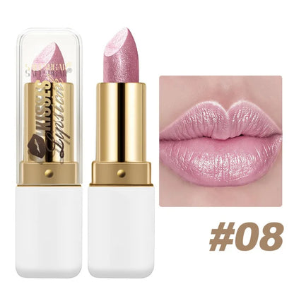 Pearlescent Purple Glitter Velvet Lipstick Waterproof Lasting Fine Shimmer Nourishing Diamond Lipstick Women Makeup...