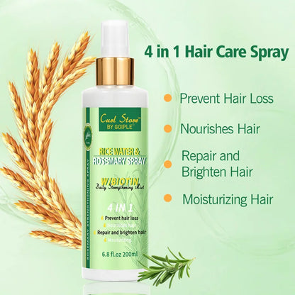 GOIPLE Natural Rice Water&Rosemary Spray Biotin Nourishes Moisturizes Health Scalp Smooth Split Ends Daily Strengthen Hair Mist
