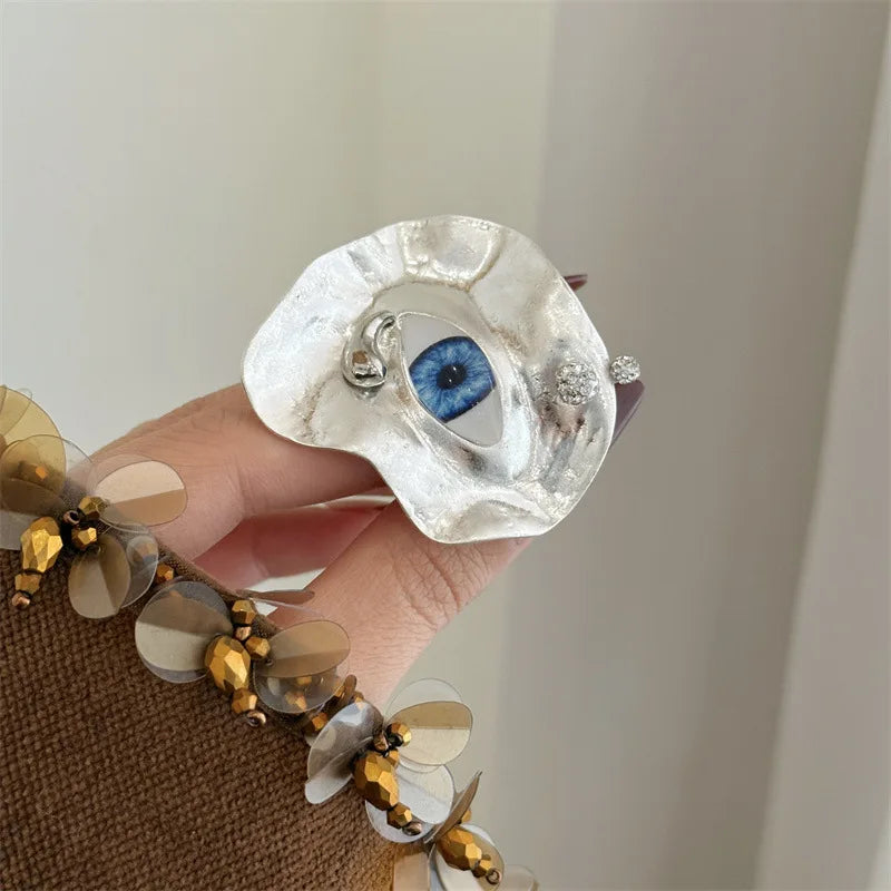 Human face opening single size ring personalized old eyes ring ring