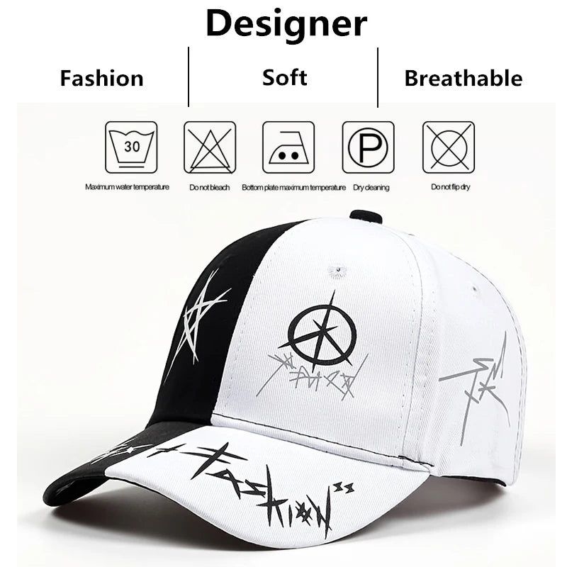 Unisex Letter Pattern Printing Snapback Baseball Caps Spring and Autumn Outdoor Adjustable Casual Hats Sunscreen Hat - Kimlud