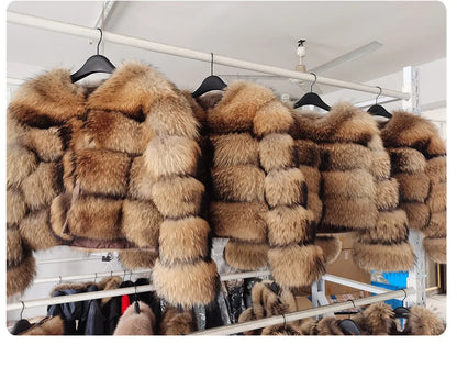 2024 maomaokong Super Hot Winter Women Luxury Thick Real Raccoon Fur Coat Natural Fox Fur Jacket Plus Size Jackets Female Vest