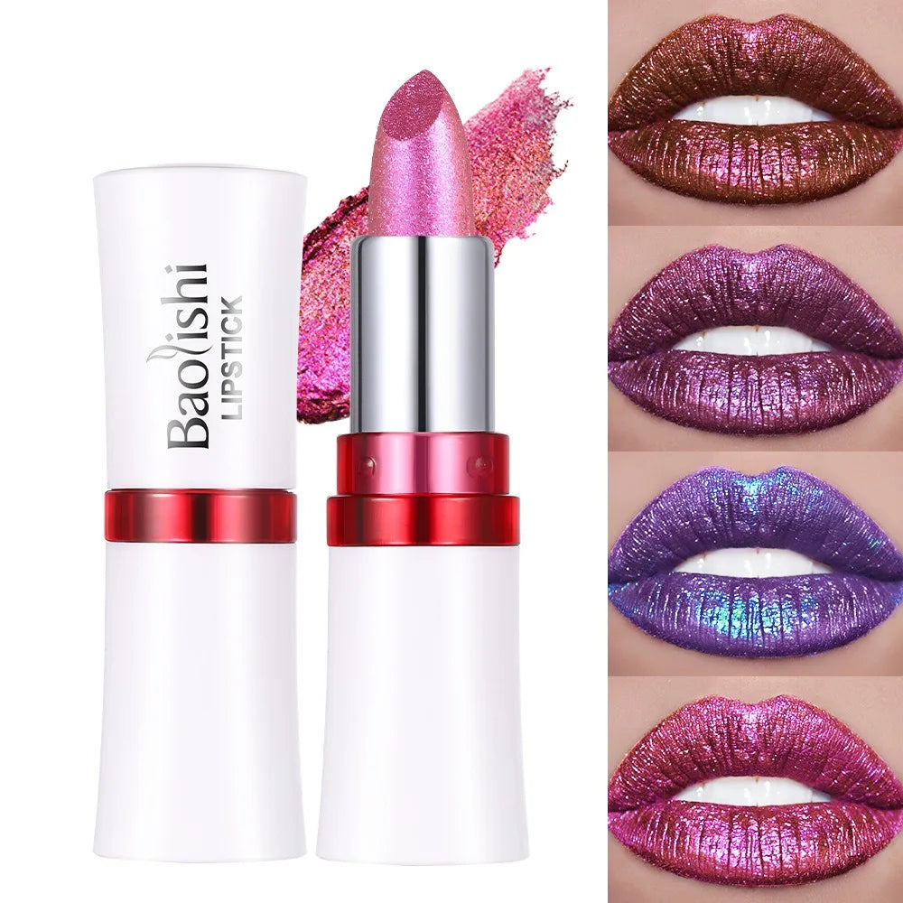Radiation Metallic Blue Purple Chameleon Lipstick Glitter Diamond Color-Changing Green Lip Gloss Pearl Shine Charming...