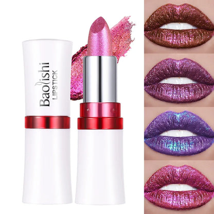 Radiation Metallic Blue Purple Chameleon Lipstick Glitter Diamond Color-Changing Green Lip Gloss Pearl Shine Charming...