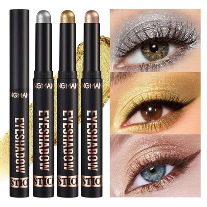Smoky Dark Blue Eyeshadow Pencil Stick Waterproof Pearlescent 16 Colors Metallic Glitter Eye Shadow Highlighter Pen Makeup Tool